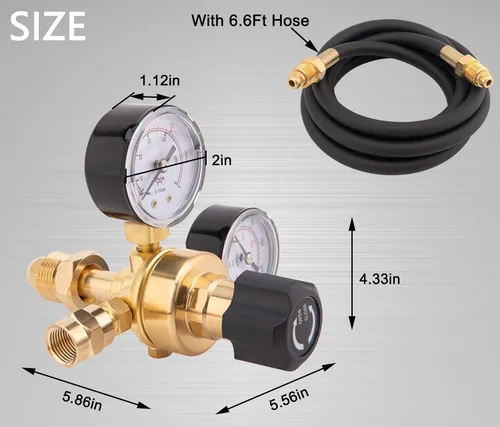 Vista 2 de Reguladores CGA580 de Argón CO2, Medidores de Argón Regulador de Soldadura de Gas Compatible con Mig Tig Miller Lincoln Weld 0-4500PSI / 0-10BAR