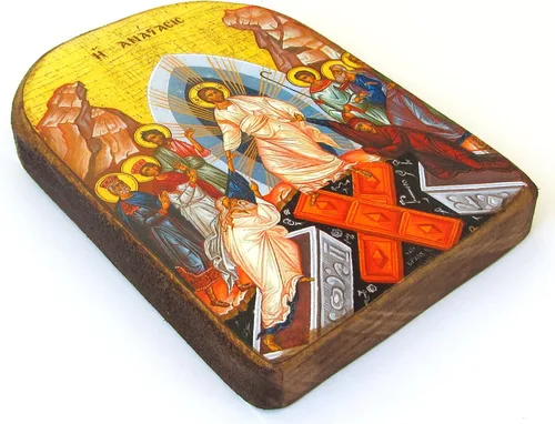 Vista 2 de Icono de madera griego cristiano ortodoxo madera de la resurrección / MP2