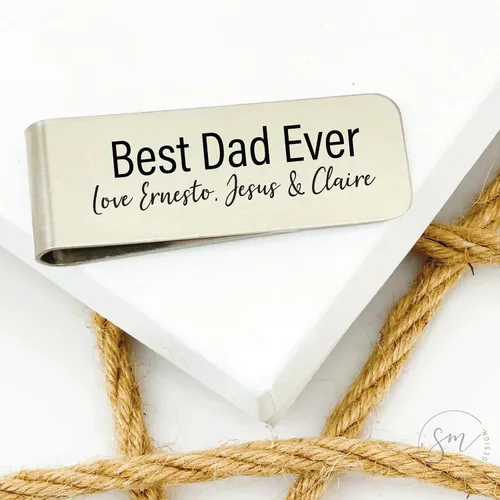 Vista 6 de Clip de dinero con clip para el mejor papá del mundo, idea de regalo para papá de niños, idea de regalo para el día del padre, regalo personalizado