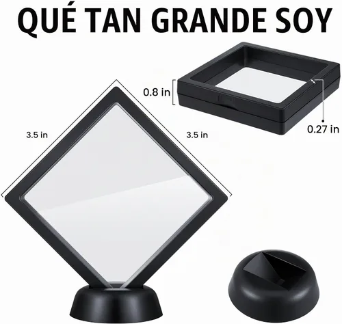 Vista 2 de Leelosp 40 piezas 3D de marco flotante expositor de monedas, caja de almacenamiento de joyas de polietileno transparente a granel con base