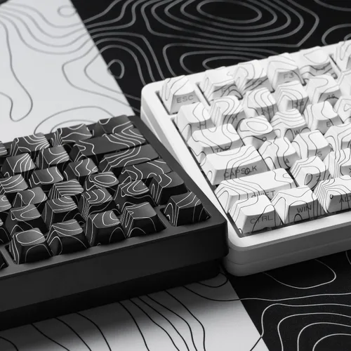 Vista 5 de dagaladoo Teclas negras topográficas Teclas PBT de doble inyección Teclas de teclado con brillo Teclas laterales impresas Teclas de perfil Cherry