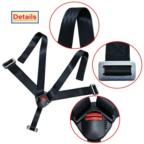 Vista 4 de Arnés universal de 5 puntos para el pecho del asiento del bebé con hebilla de bloqueo, correas ajustables de repuesto para silla alta de bebé