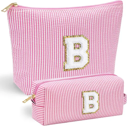 Vista 121 de YOOLIFE Regalos del Día de la Madre para Mujeres, Bolsa de Maquillaje con Iniciales, Bolsa de Maquillaje para Viaje, Bolsa de Maquillaje Negro