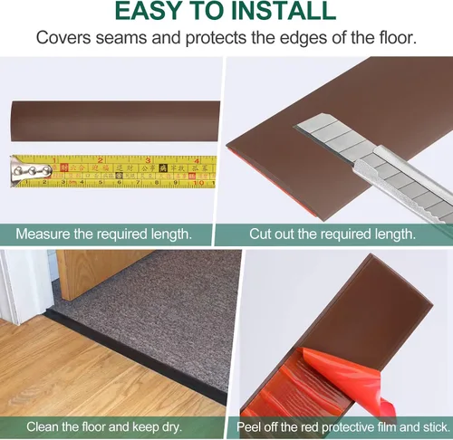 Vista 5 de uxcell Tira de transición de suelo autoadhesiva, tira de cubierta de puerta laminada de PVC de 3 pulgadas de ancho para puerta de menos de 3 Blanco