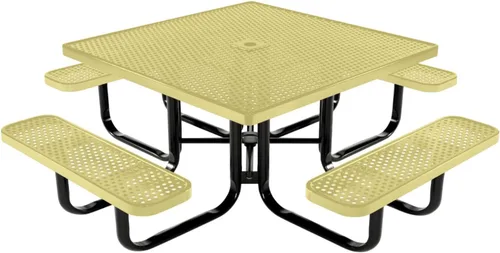 Vista 133 de COATEDOUTDOORFURNITURE Mesa de picnic cuadrada de 46 pulgadas, expandida, color negro