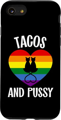 Vista 18 de Funda Queer para iPhone 14 Pro Max Lesbian Pride Stuff Tacos y Pussy Cats