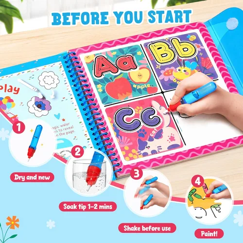 Vista 2 de JoyCat - Libro para colorear al agua del alfabeto para niños pequeños de 3