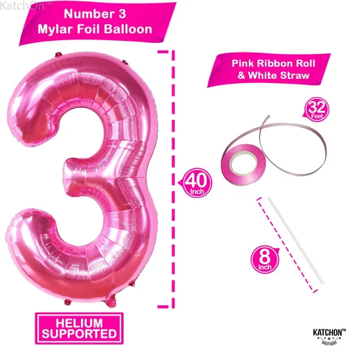 Vista 553 de KatchOn Globo negro del número 1 de 40 pulgadas, globo de feliz cumpleaños Large Mylar Number One Balloon for 1st Birthday Decorations, Foil