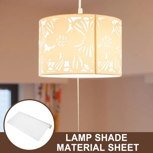 Vista 2 de 2 piezas de pantalla de lámpara de PVC material de repuesto para bricolaje, hojas de bloqueo de luz no adhesivas blancas para pantalla personalizada