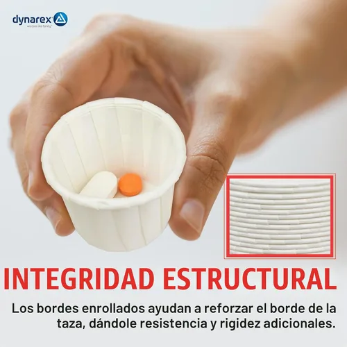 Vista 3 de Dynarex Vasos de Papel para Medicina - Vasos Desechables Souffle de 1 oz para Píldoras y Medicamentos - Vasos de Papel Pequeños con Bordes