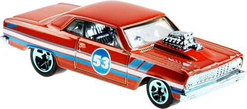 Vista 3 de Hot Wheels Naranja y Azul 53 Aniversario '64 Chevelle SS 1/5 DieCast Escala 1:64