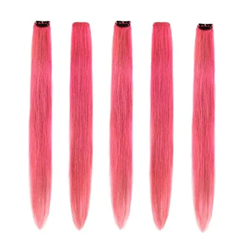 Vista 14 de Winsky Extensiones de cabello morado con clip – 100% cabello humano real de color para niñas, piezas de cabello de Halloween, 5 piezas/juego