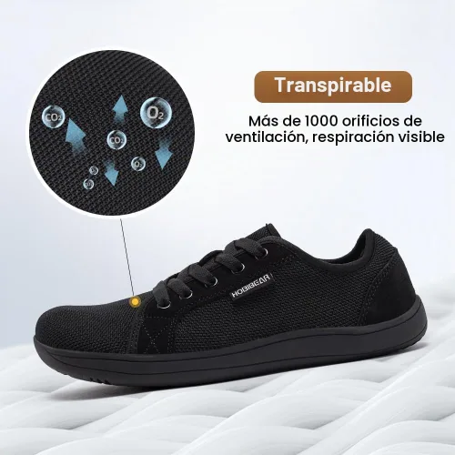 Vista 6 de HOBIBEAR - Zapatos minimalistas para mujer y hombre de suela cero, tenis de moda de horma ancha, con sensación de ir descalza Todo negro