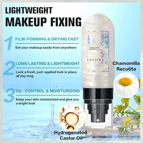 Vista 3 de UCANBEMAKEUP Dewy Spray fijador de maquillaje con acabado brillante, hidratante e iluminador para el rostro, ligero y duradero, fijación