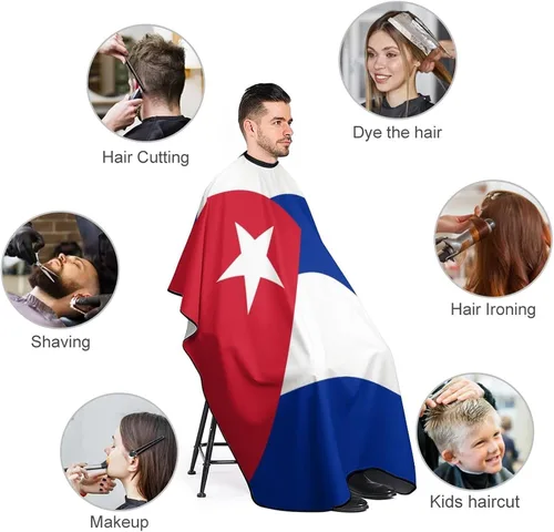 Vista 3 de Bandera de Cuba - Capa de peluquería para adultos, para peluquería en casa, peluquería