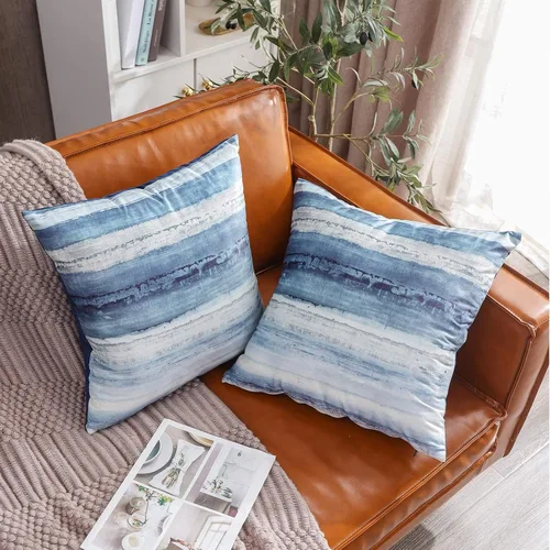 Vista 2 de Valea Home Fundas de almohada de terciopelo para sofá, fundas de cojín decorativas suaves y modernas, abstractas, acuarela, fundas de almohada