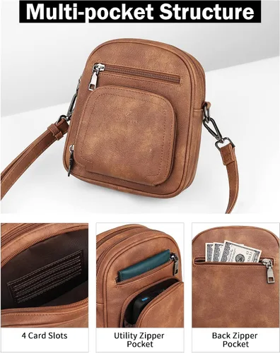Vista 5 de FADEON Mini bolsos cruzados para mujer, bolso cruzado pequeño, bolso cruzado de diseñador, bolsa de hombro, ranura para tarjetas
