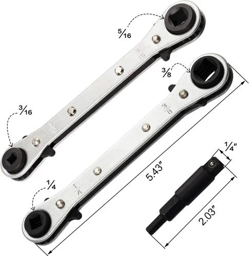 Vista 2 de ANCIRS Llave de trinquete de 3/16 a 3/8, llave de servicio HVAC con kit adaptador de broca hexagonal para aire acondicionado, reparación de equipos
