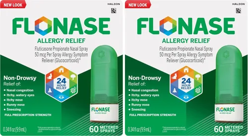 Vista 12 de Flonase - Spray nasal para alivio de alergias, medicina antialérgica de 24 horas que no produce somnolencia, aerosol nasal medido de 60 atomizaciones