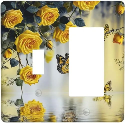 Vista 94 de Placa decorativa para interruptor de luz, medusas, tortugas marinas, fantasía, océano, 2 bandas, 1 palanca, 1 placa de pared dúplex, cubiertas