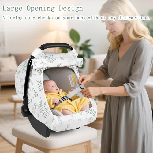 Vista 11 de Funda de muselina para asiento de automóvil para bebé con ventana de malla extragrande, funda transpirable para asiento de automóvil infantil