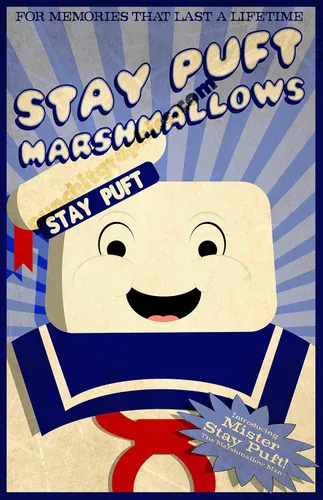 Vista 2 de Ghostbusters Stay Puft Marshmallow Man Ad Original Art Print 11x17