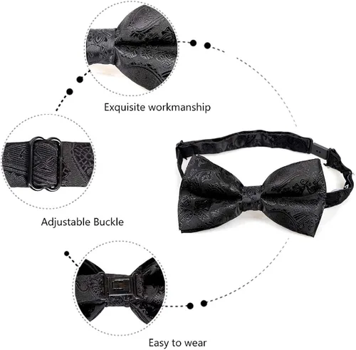 Vista 2 de Alizeal Mens Classic Paisley Bow Tie Hanky and Cufflinks Set