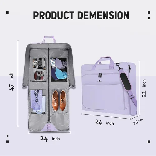 Vista 6 de MATEIN Bolsa de mano para ropa, bolsa de viaje impermeable para colgar ropa, bolsa plegable grande de fin de semana con correa de hombro ajustable