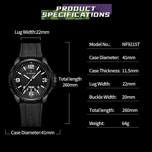 Vista 3 de NAVIFORCE Reloj impermeable para hombres, mujeres, niños y niñas, analógico, militar, deportivo, unisex, correa de silicona