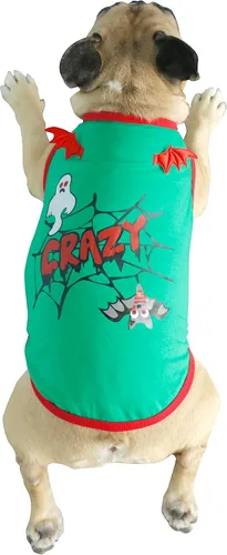 Vista 4 de iChoue Disfraz de bulldog francés de Halloween, alas de murciélago, araña Camisa de disfraz alas de murciélago