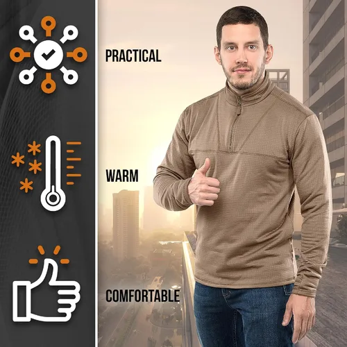 Vista 4 de M-Tac Thermal Shirt for Men Grid Fleece Lined Base Layer Compression Top for Cold Weather ECWCS Delta Level 2