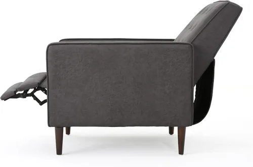 Vista 6 de GDFStudio Macedonia - Sillón reclinable de tela con respaldo copetudo, moderno Pizarra / Espresso oscuro
