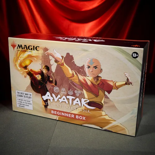 Vista 2 de Magic: The Gathering Avatar: The Last Airbender Caja para Principiantes Juego de cartas para 2 jugadores Incluye 2 mazos tutoriales, 8 medios