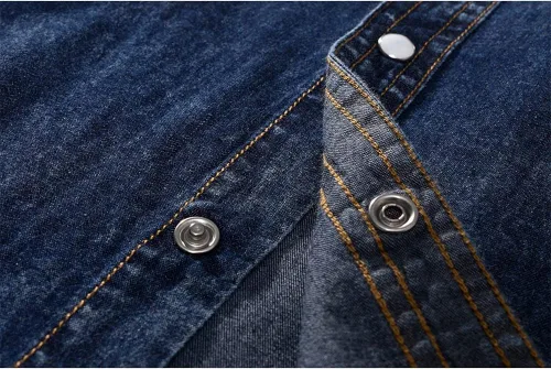 Vista 4 de Camisa vaquera de manga corta con doble bolsillo para hombre