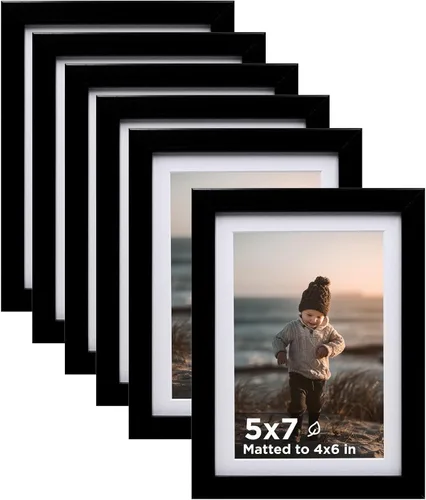 Vista 15 de KINLINK Juego de 6 portarretratos de 4 x 6 pulgadas, color negro, marcos de fotos de madera con plexiglás para 4 x 6 pulgadas sin paspartú para mesa