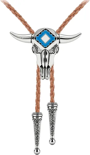 Vista 43 de Jeilwiy Corbata de bolo para hombre, corbatas vaqueras, collar de corbata #44 Elemento de sombrero de vaquero