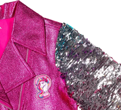 Vista 7 de JoJo Siwa Unicorn - Chaqueta bomberomoto con lentejuelas para niñas y niños grandes