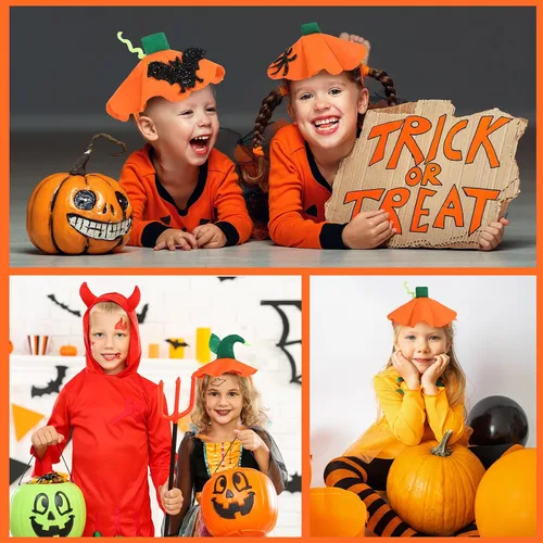 Vista 5 de Tigeen 24 diademas de calabaza de Halloween, diadema de tallo de calabaza, sombrero de calabaza para mujer, bandas para el cabello para mujeres
