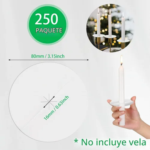 Vista 2 de Yinkin 250 protectores de goteo para velas de iglesia a granel, 3.15
