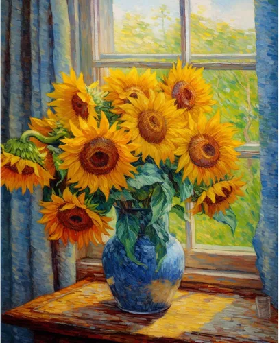 Vista 28 de Tucocoo Pintura de girasoles para ventana por números para adultos, kits de pintura al óleo digital sobre lienzo con pinceles y pigmento acrílico