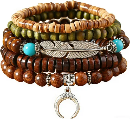 Vista 64 de Pulsera Gótica Ajustable de Cuero Trenzado Punk Multicapa de Estilo Grunge, Conjunto de Pulseras Emo con Brazalete de Metal, Envoltura
