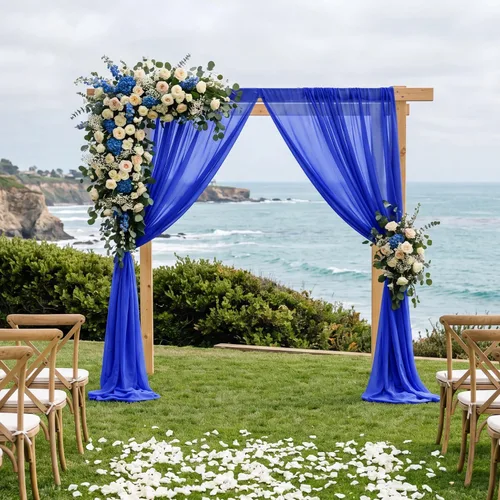 Vista 6 de FANPROMS Cortinas de gasa para arco de boda, 2 paneles de 18 pies, cortinas de gasa transparente para ceremonia, 6 yardas, tela drapeada para arco