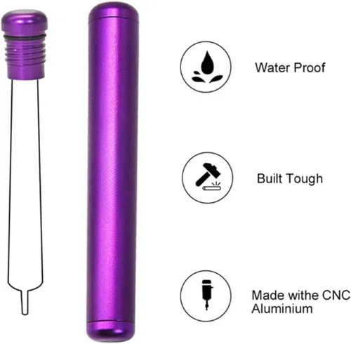 Vista 5 de Contenedor de tubo de metal hermético portátil de alta calidad, cabe en el bolsillo o bolso, ligero y apto para viajes (paquete de 3)