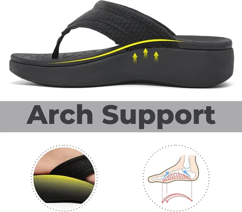 Vista 3 de Orthopedic Arch Support Flip Flops for Women Adjustable Strap Double Layer Comfort Sandals Plantar Fasciitis Heel Pain Relief Orthopedic Beach