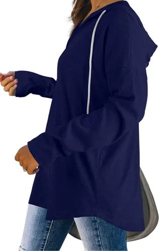 Vista 3 de Bofell Sudaderas con capucha de moda para mujer, sudaderas de gran tamaño, camisas largas de ajuste holgado