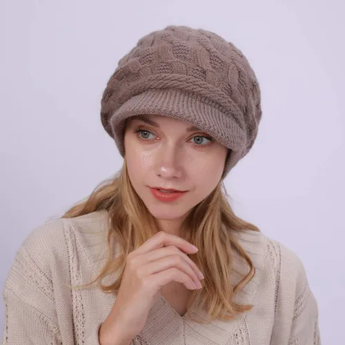 Vista 11 de Gorro de invierno para mujer, gorro de punto holgado con visera para mujeres y niñas