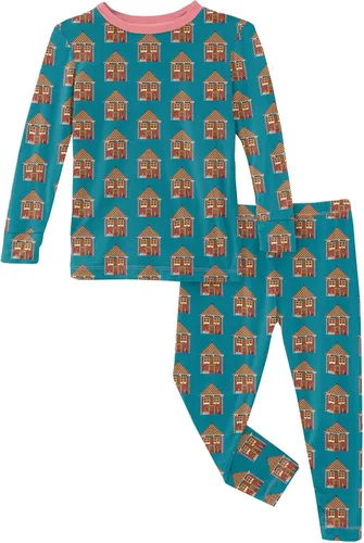 Vista 159 de KicKee Pants Conjunto de pijama de manga larga con estampado de piezas
