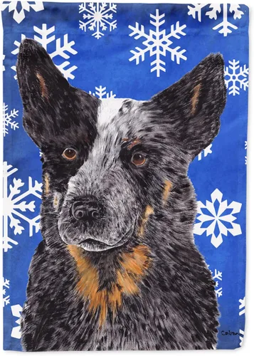 Vista 280 de Caroline's Treasures SC9374GF Bulldog English Snow flakes Holiday Garden Flag Buzón Bandera decorativa para patio exterior, patio, obras de arte