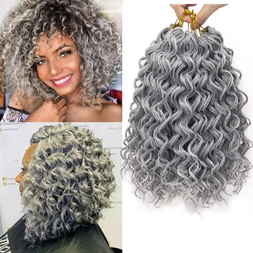 Vista 29 de GoGo Curl Crochet Hair 18 pulgadas onda de agua pelo sintético bohemio ganchillo trenzado jengibre onda profunda extensiones de cabello trenzado