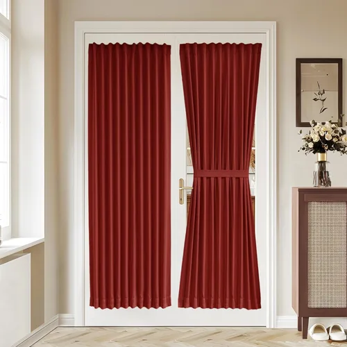 Vista 112 de Vatge Cortinas laterales autoadhesivas para puertas de cristal, sin taladro, extraíble, panel de filtrado de luz, 1 panel, 12 pulgadas de ancho x 60